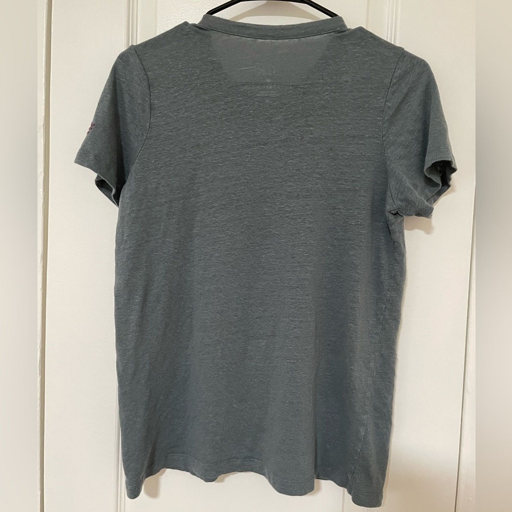 Anthropologie x Chaser Shirt Womens Medium Linen Seven Seas Tee Gray Blue - Picture 2 of 5